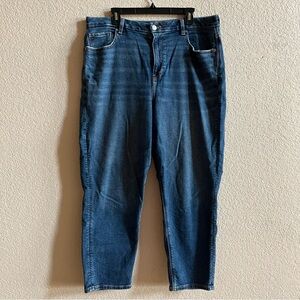 American Eagle Curvy Mom Jeans Womens 16 Short Blue Denim Tapered Stretch